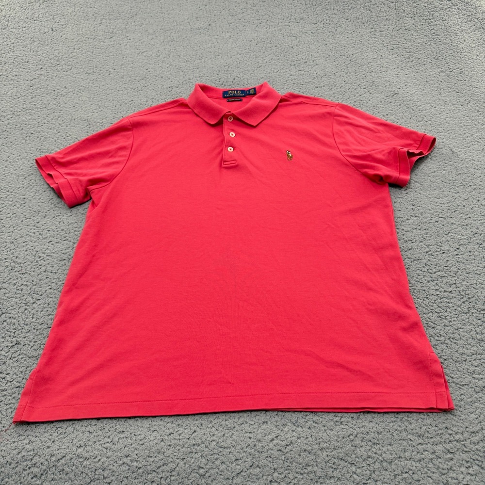 Polo Ralph Lauren Shirt Mens Large Custom Slim Fit Pink Short Sleeve Pony Logo